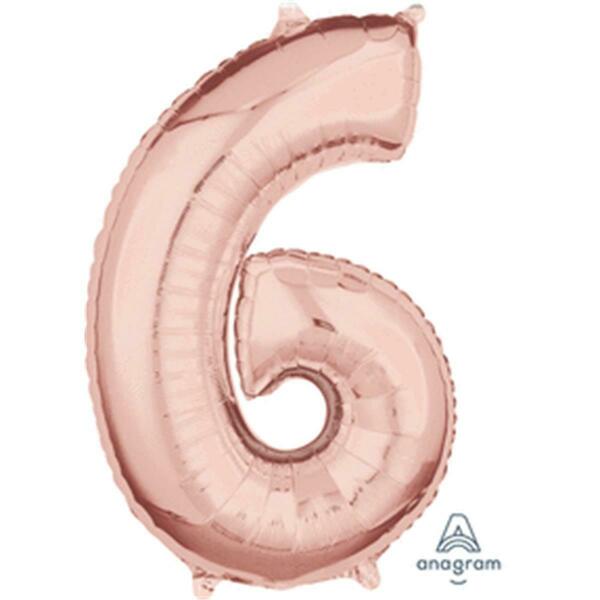 Anagram 26 in. Number 6-Rose Gold-Foil Balloon 89785